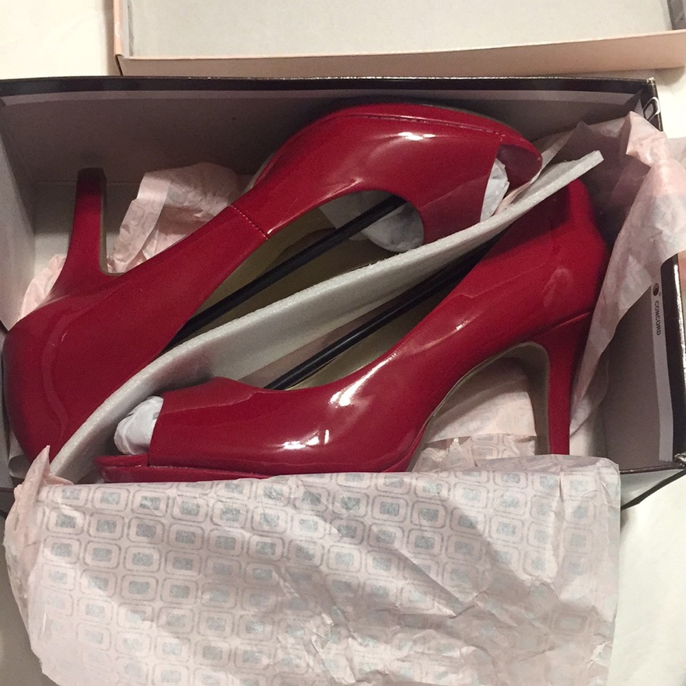 Red leather heels